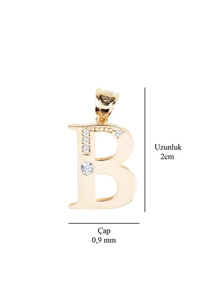 H.M Hakan Mücevherat B Harfi Taşlı 14 Ayar Altın Kolye Ucu 0,80 Gram