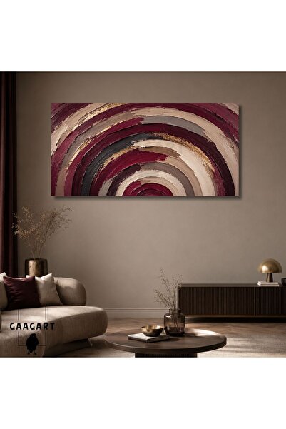 GAAGART Panoramik Kanvas Tablo Dijital Baskı Bordo Fırça Darbeleri