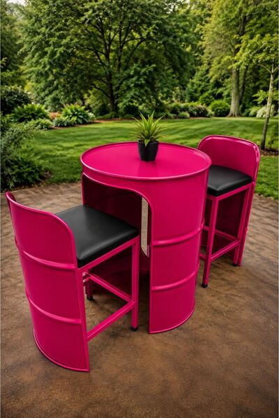 DAĞLI METAL Varil Bistro Masa Pembe