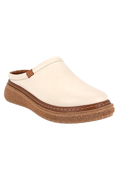 Mammamia D26YT-6140-B Papuci de damă din piele confortabilă, crem