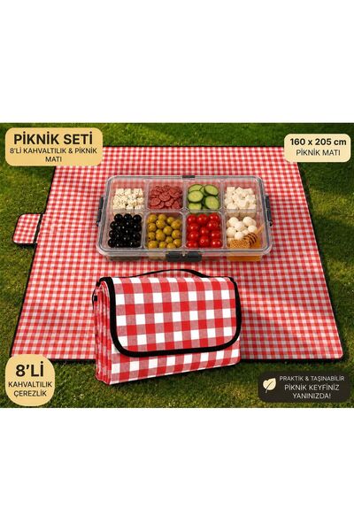 RSC MARKETİM Piknik Örtüsü Kamp Matı Su Geçirmez 160X205 Piknik Seti KIRMIZI ...