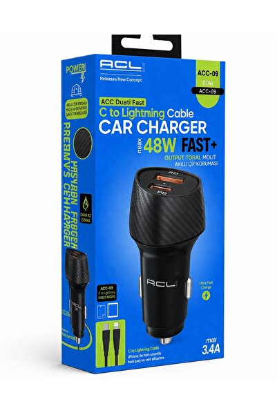 ACL 48W hızlı şarj destekli oto çakmaklık 3.4A güçlü çıkış ve Dual port (USB-...