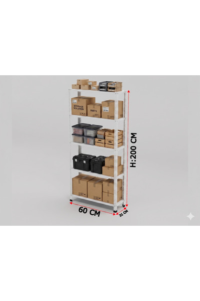 AYYILDIZ RAF - 5 KATLI 31x60 Çelik Raf & Depo Rafı & Arşiv Rafı & Kiler Rafı