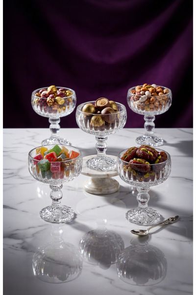 zafirax Footed Glass Snack Bowl, Turkish Delight Bowl, Transparent Patterned ...