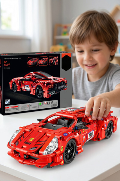 craftivio Super Mechanical Red Sports Racing Car Building Blocks Pull and Dro...