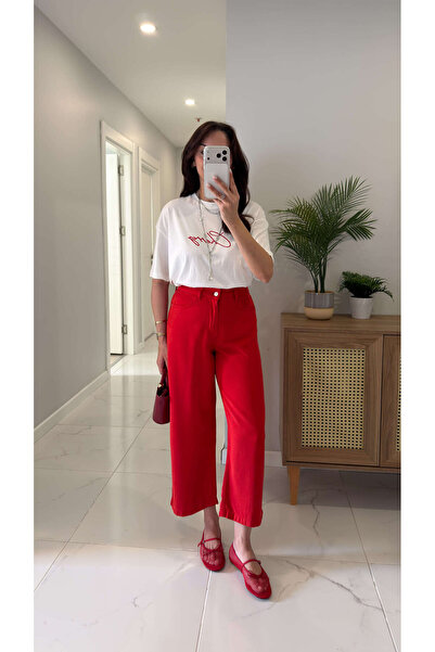 BİRCANÇİL Tiraswe crvene tencel pantalone
