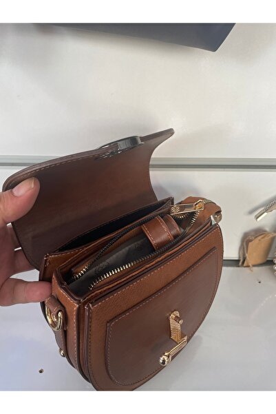 BLACK Brown Shoulder Bag with Gold Accessories