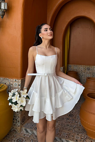 Sindimoda İlgi Kemer Detay Mini Askılı Elbise 2004