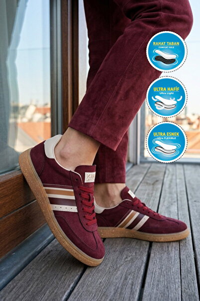 grijak Burgundy Lace-Up Flexible Unisex Sports Shoes 015 g