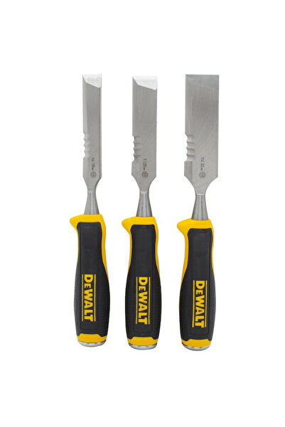 Dewalt DWHT0-16148 Set of 3 Chisels, Hardened Cap, Serrated Edge, Chrome-Carb...