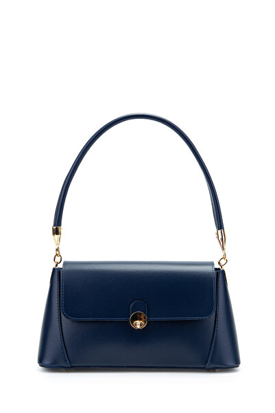 minebag Clamshell Lock Detailed Baguette Women's Shoulder Bag Oslo Navy Blue