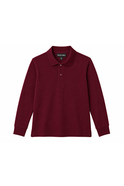 Trendy Mall Tricou polo simplu, școlar, roșu claret LAKOS (FORMA)