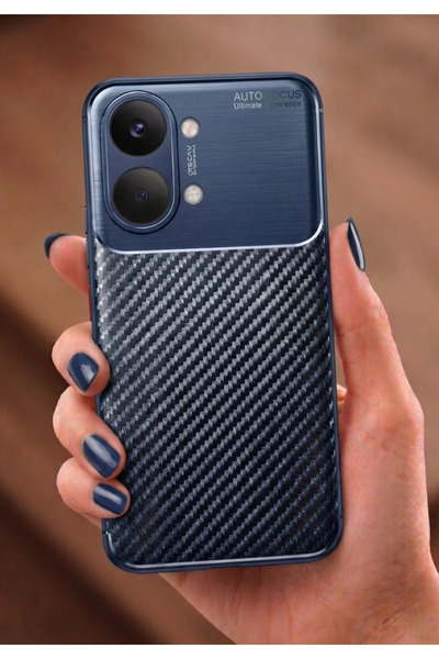Rivor Poco X8 Pro Max Uyumlu Kılıf Kamera Korumalı Darbe Emici Karbon Desenli...