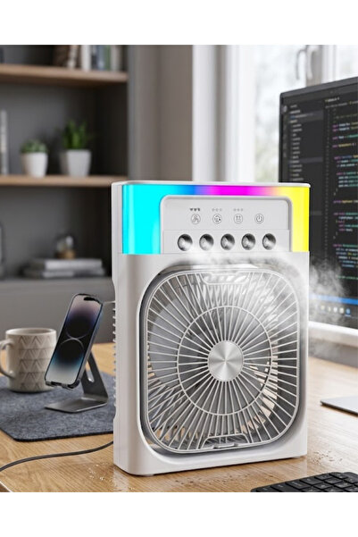ZERO LAND BİREYCEL Su Püskürtmeli Mini Klima Fan USB Şarjlı Masaüstü Soğutucu...