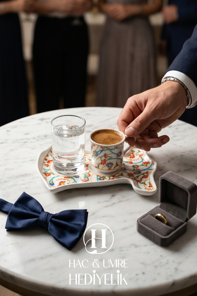 HUH Hac & Umre Hediyelik Damat Kahvesi Fincanı | Kahve Sunum Seti | Söz Nişan...