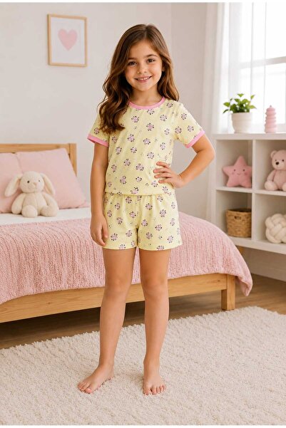 Tenra Kız Çocuk Pamuklu Şortlu Pijama Takımı 3-12 Yaş