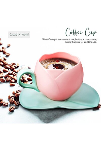 BPA Silk Route - Ceramic Coffee Mug with Saucer Set, Creative Tulip Cup Uniqu...