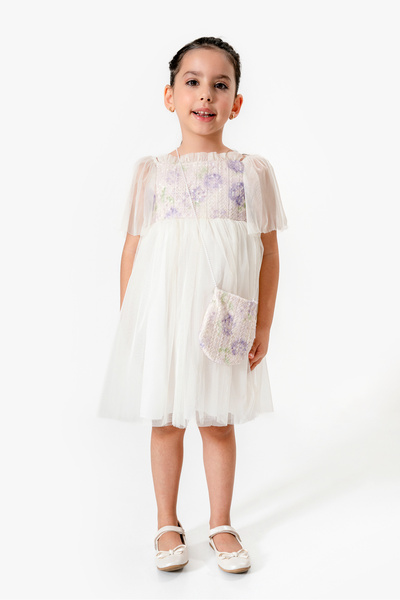 DFN Romantic Party Birthday/Special Occasion Dress with Sequin/Paillette Embr...