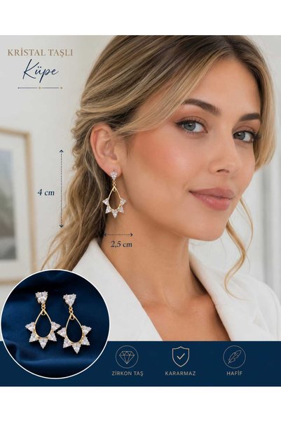 beyna aksesuar Crystal Stone Hoop Earrings