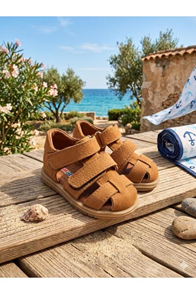 nuh kids Hakiki Deri Ortopedik Taban İlk Adım Günlük Bebek Sandalet