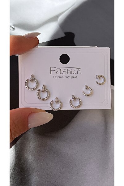 Twinssis Accessories طقم أقراط من حجر الزركون بتصميم بسيط