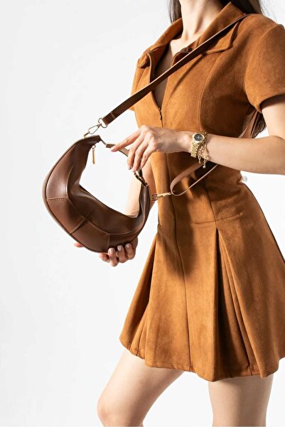 ÖZÜM ÇANTA Emmy Model Women's Hand and Shoulder Crossbody Bag Brown