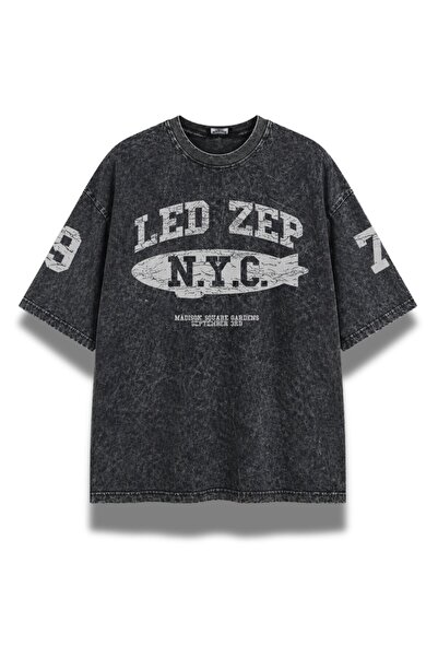 Fuddy Moda Tricou unisex Led Zeppelin 1971, imprimat pe mâneci, lavabil, tric...