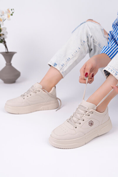 McDark Γυναικεία παπούτσια MİSS Beige Orthopedic Non-Yellowing Sole Sneaker