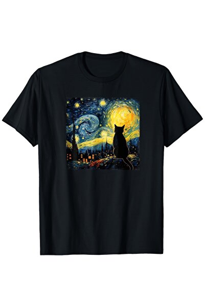 yiou trendy clothing لوحة "الليلة المرصعة بالنجوم" لفان جوخ، التي تصور قطة، ه...