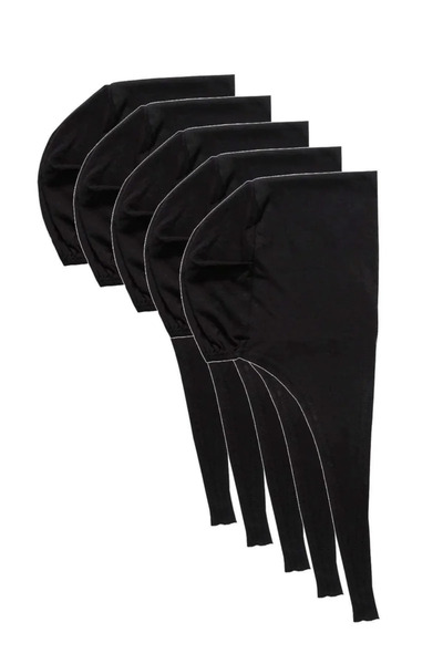 Generic Brand 5 Pieces Hijab Bonnet Laced Lycra Black