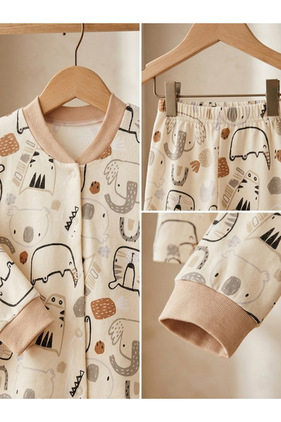 Baby Violette Baby Boy Pajama Set with Front Fence-Style Design, 100% Cotton,...
