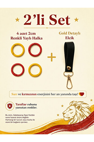 ALYA 2 cm Spring Ring Yellow - Red + Gold Detailed Bracelet (Set of 2)