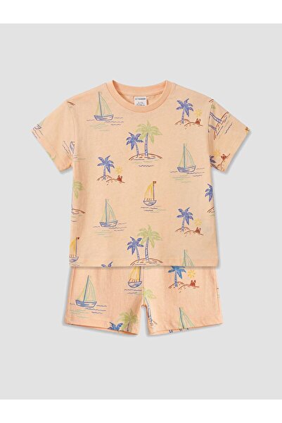 LC Waikiki Lcw Baby Sailing and Palm Tree Patterned Baby Boy Set