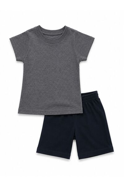 ozbaby.com Unisex Yazlık Çocuk Bebek Takımı Kısa Kollu Basic Tişört ve Şort Seti