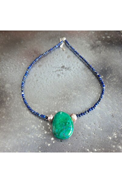 DRUZY Lapis lazuli, pearls and howlite necklace Deep #99