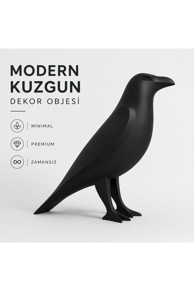 ATB Design Solutions Modern Kuzgun Biblo Dekoratif Obje – Minimalist Siyah Ku...