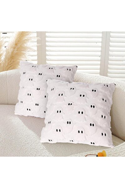Other Set of 2 Halloween Ghost Cushion Covers, 45x45 CM, Soft Suede Autumn Pu...