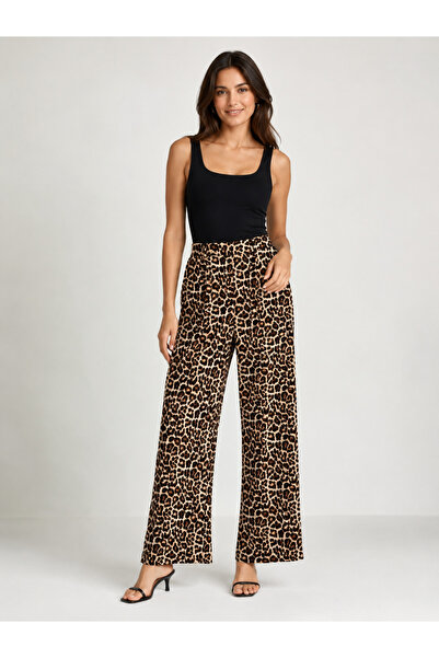 Trendline Women's Leopard Detailed Stretchy Fabric Loose Fit Summer Thin Legg...