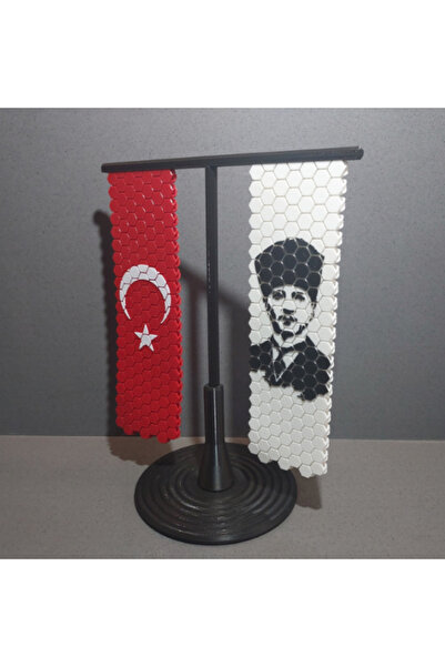 3D Atölyem 3D Baskı Atatürk ve Türk Bayraklı Dekoratif Masa Süsü | Modern Ofi...