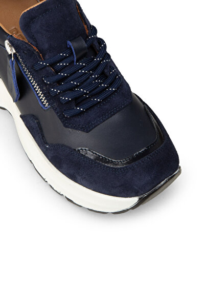 Deery Kadın Hakiki Süet Lacivert Dolgu Topuk Sneaker