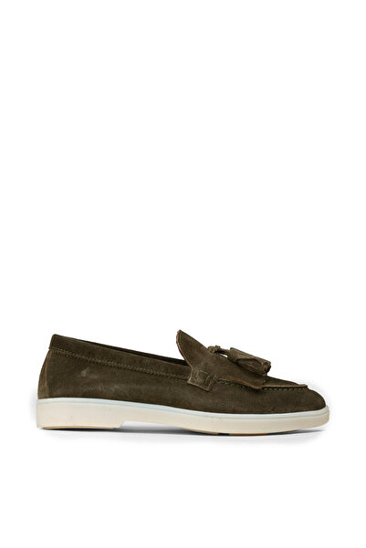 Deery Women's Genuine Suede Green Tasseled Loafer