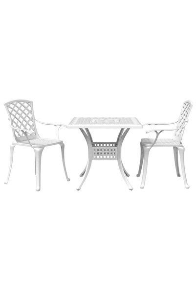 vidaxl Bistro set, 3 pieces, white, cast aluminum