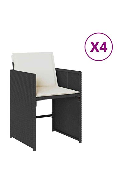 vidaxl Scaune de grădină cu perne, 4 buc., negru, poliratan