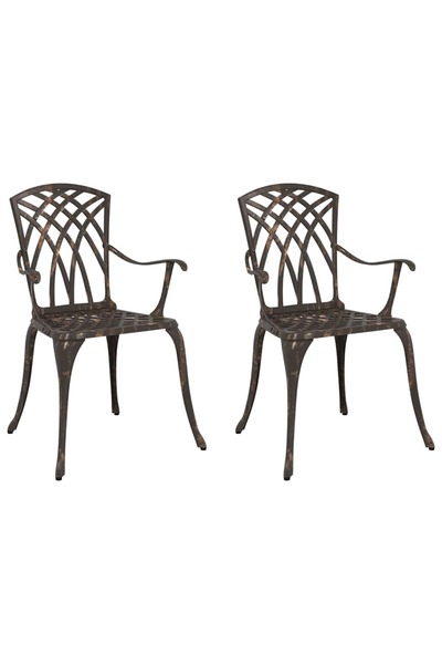 vidaxl Scaun pentru Grădină 2 pcs Bronz 53 x 51 x 88,5cm Aluminiu