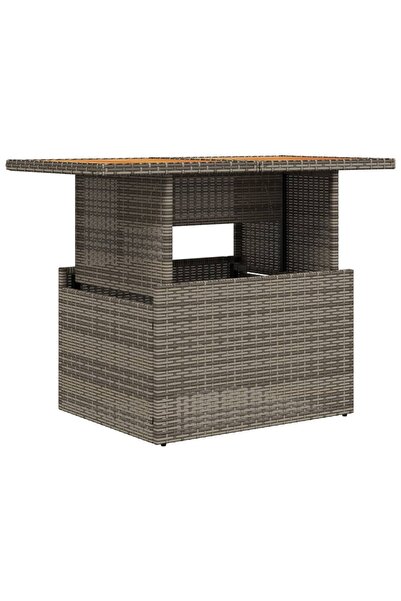 vidaxl Garden table, gray, 100x55x73 cm, polyrattan and acacia wood