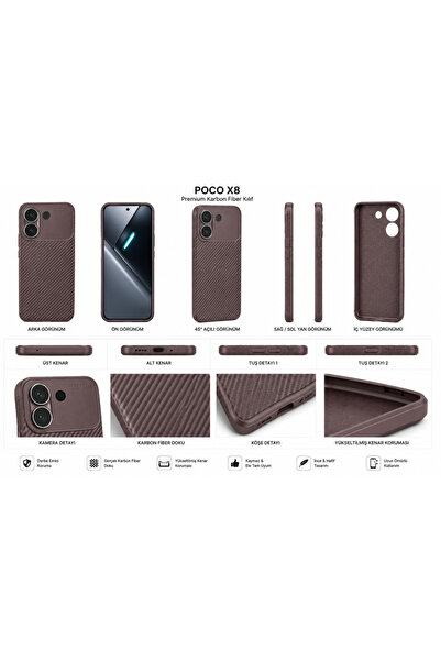UnDePlus Xiaomi Poco X8 Pro Kılıf Karbon Silikon Case