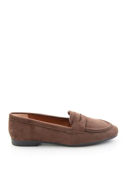 Bambi Kahve Süet Kadın Loafer Ayakkabı K01745877072