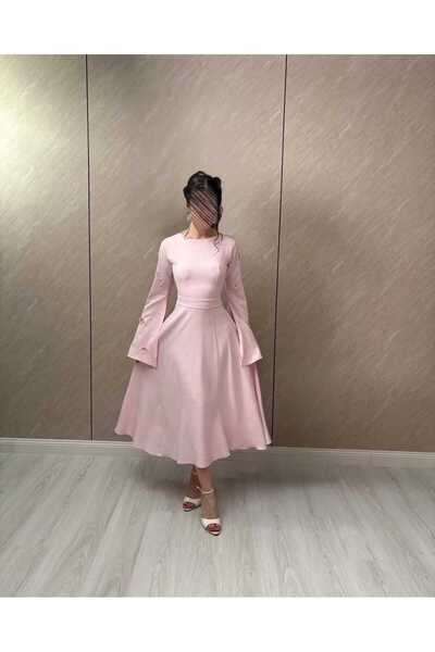 ZAHRAA BRAND Barbie Short Evening Dress with Long Sleeves