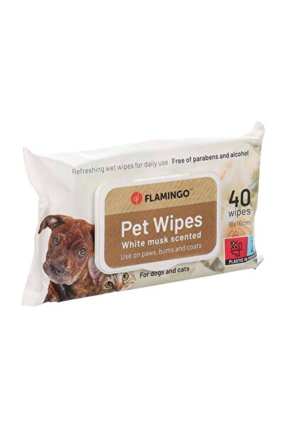 Flamingo Pet Wipes Υγρά Μαντηλάκια Καθαρισμού Χωρίς Άρωμα 40τμχ 18×16cm