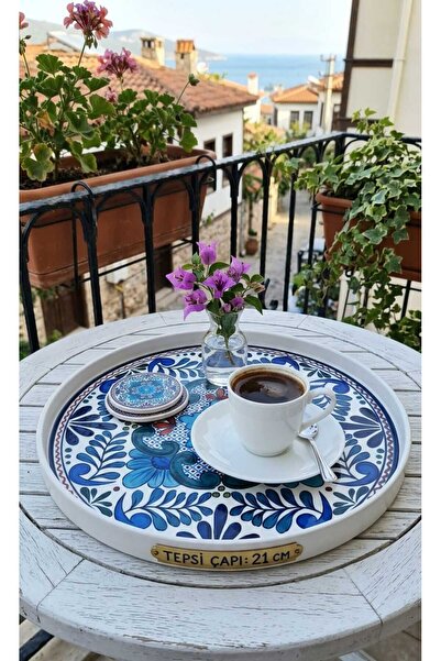 D&D Storee Sunum Tepsisi 2 Adet - Çay Kahve Yuvarlak Modern Etnik Desenli 21 ...